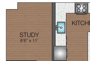 Floorplan B4 Balcony 2bd 2ba plus study luxury apartments The Victor West End, MA